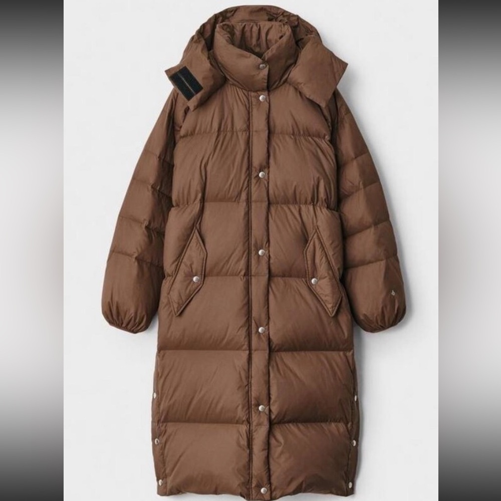 Rag and Bone Joelle Quilted Shell Hooded Down Coat Brown